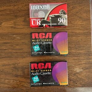 RCA and Maxell 90 Minute Blank Audio Cassette Tapes New